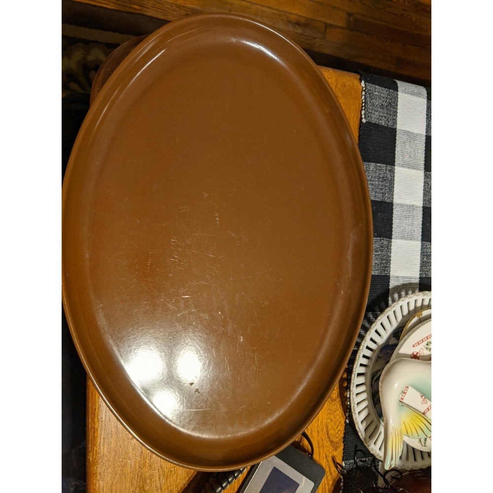 HOLIDAY Fall Football Oval Spaulding Melamine Melmac Serving Platter Vintage MCM